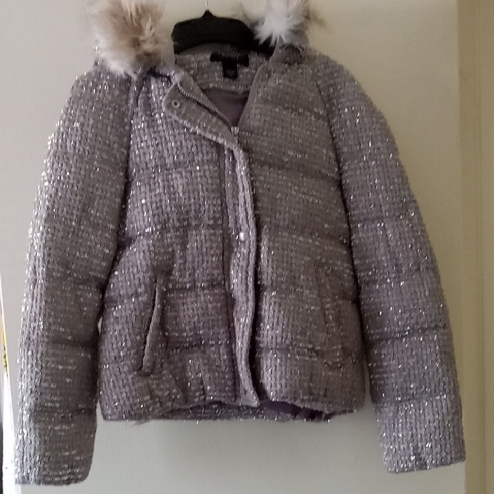 Victoria's Secret Shimmering Silver Puffer Jacket